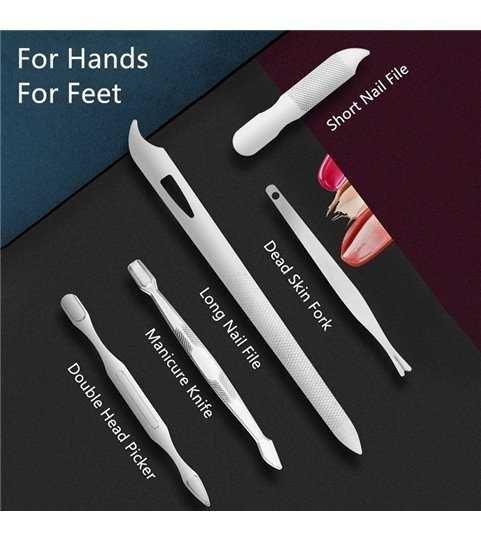 Conjunto Manicure/Pedicure 19 Acessórios, para Rosto, Mãos e Pés Goeik