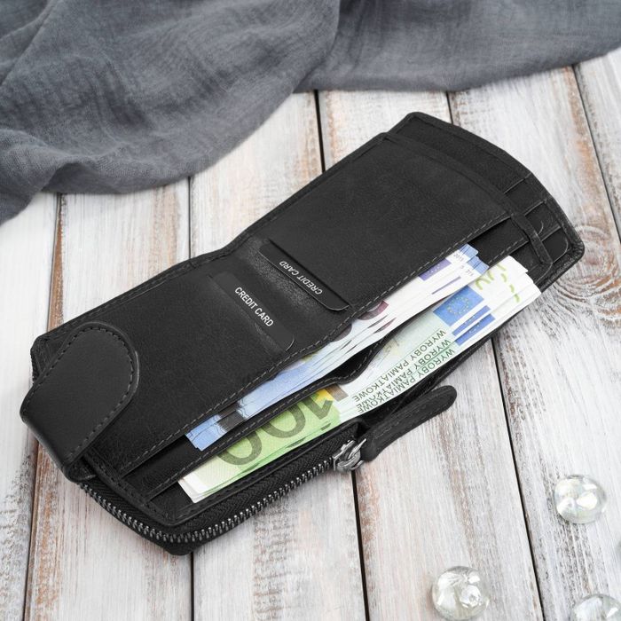 Portfel damski skórzany mały czarny RFID Paolo Peruzii AL-24-BL