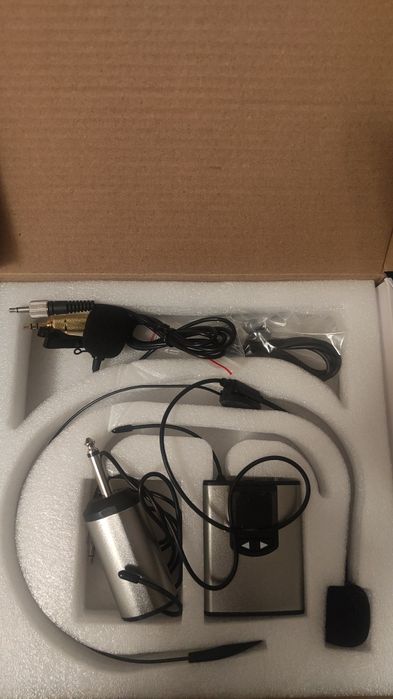 Microfone de Cabeça + Lapela S/ Fios Uhf com Receptor Alcance Até 100
