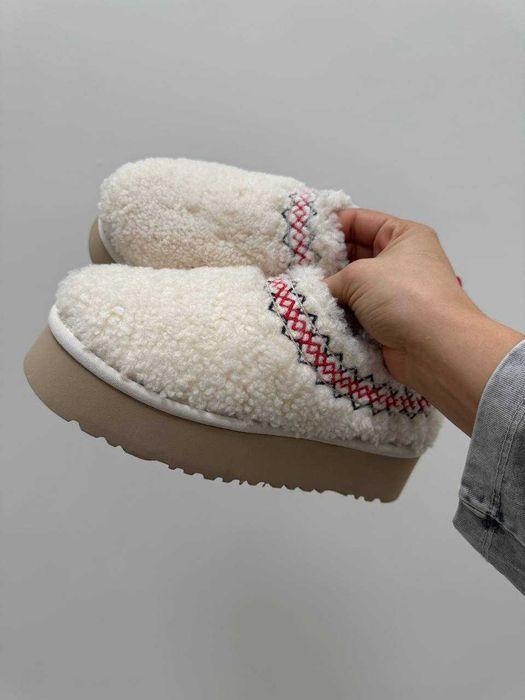 Уггі UGG Taz Braid Slipper Whitepremium угги зимові з хутром | Угги натуральные жіночі