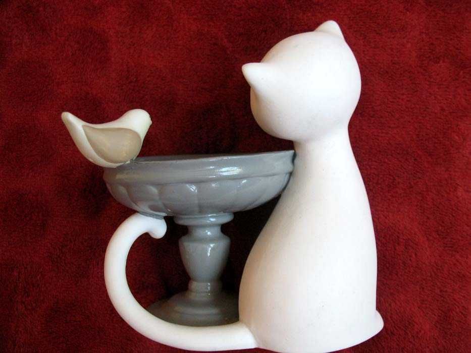 Kot - kotek i ptak - Party Lite 2013 - 12,5 x 12 x 8 cm