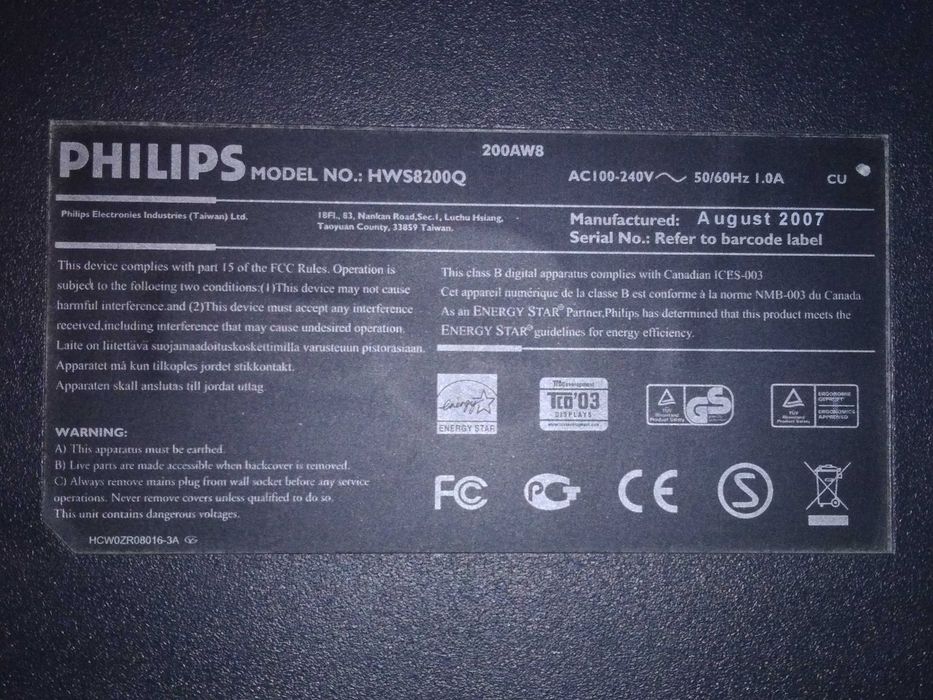 Монітор Philips 200AW8 (HWS8200Q)