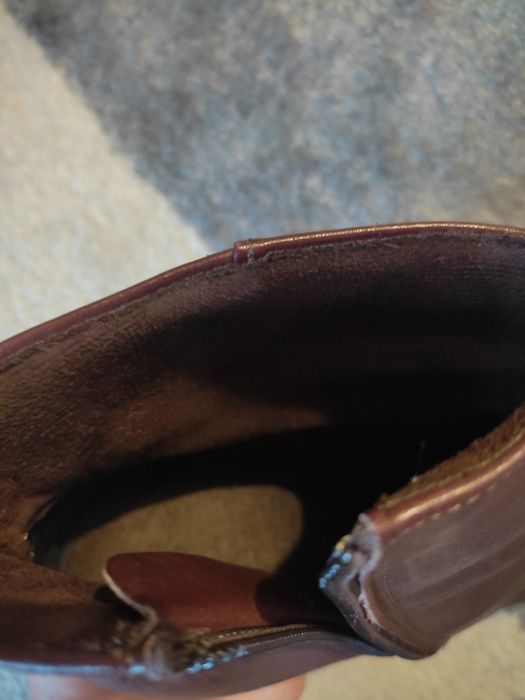 Skórzane Bordowe zasuwane botki Ryłko 35