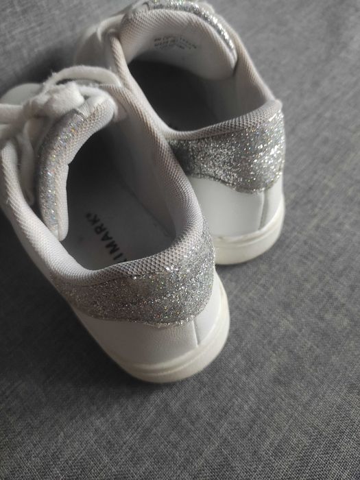 Sneakersy sportowe białe skórzane srebro  komunia Primark roz 35