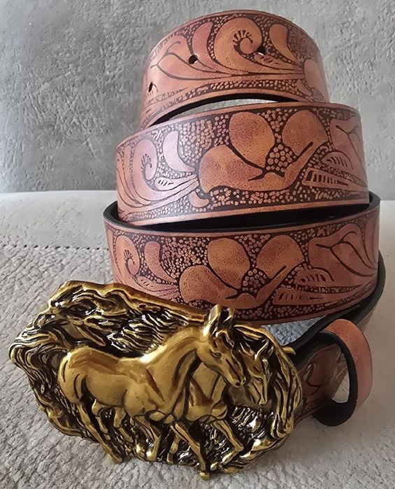 Pasek skórzany jeździecki myśliwski cowboy Texas Arizona JEŹDZIECTWO.
