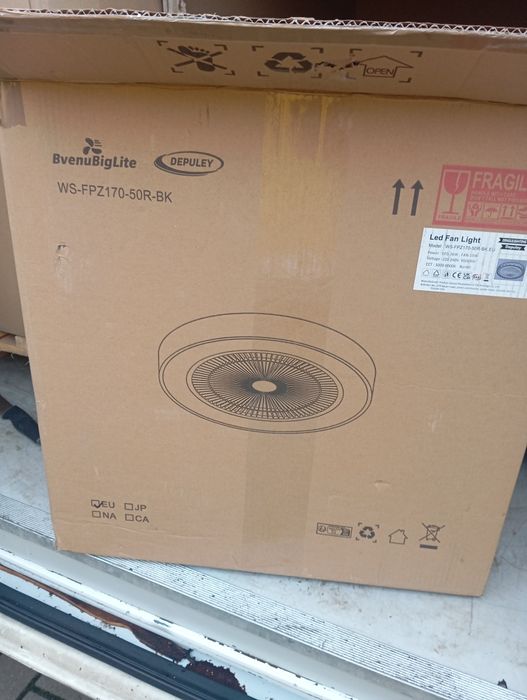 WS-FPZ170-50R-BK bez łopatkowy wentylator sufitowy z oświetleniem LED