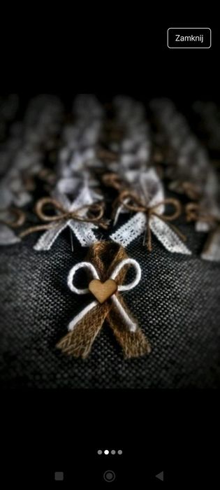 Kotyliony weselne z drewnianym serduszkiem