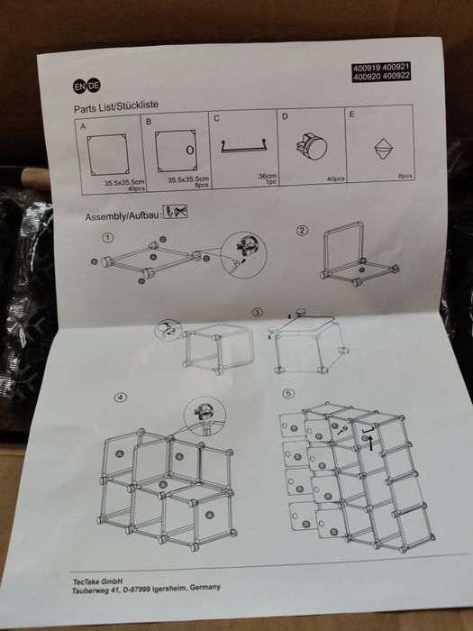 Regał, szafka z paneli skladana lekka