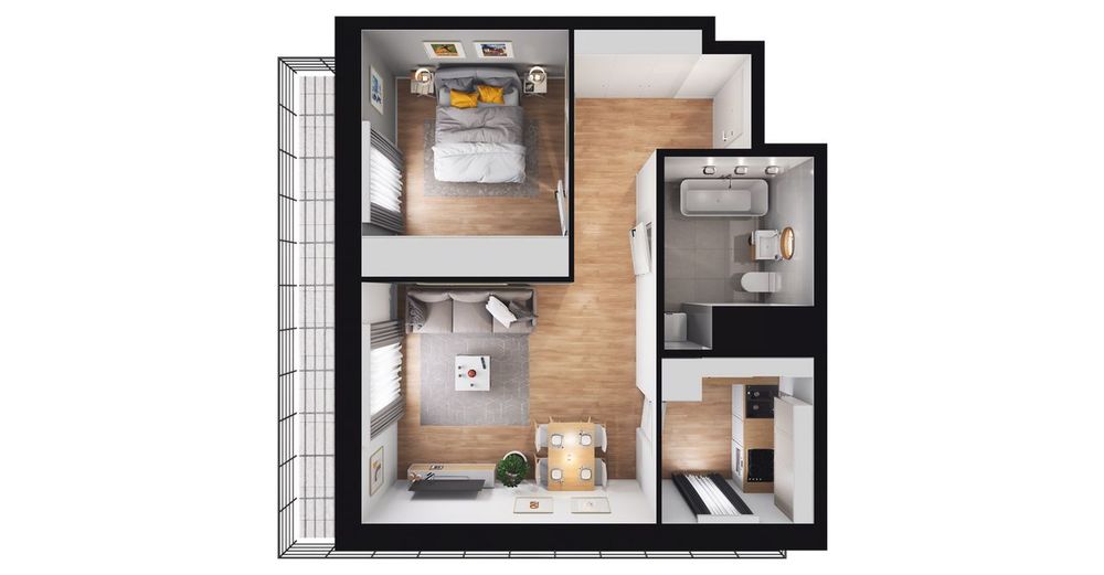 2-pokojowe mieszkanie 43m2 + balkon Bez Prowizji