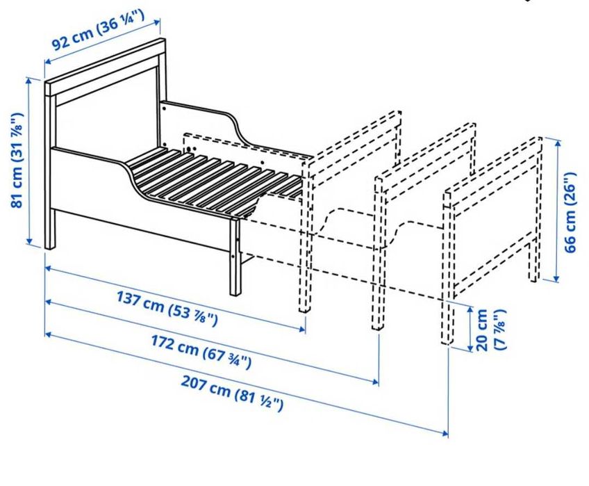 Cama IKEA Extensível com Estrado e Colchão