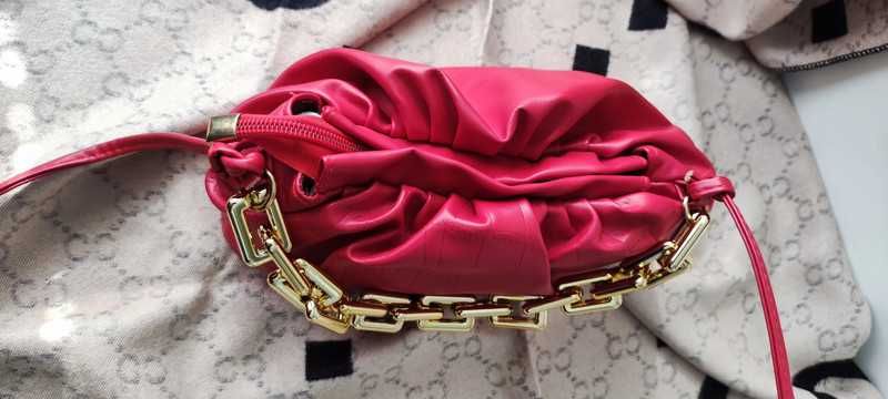 NOWOŚĆ! Piękna czerwona torebka TORBA damska marszczona Prezent Święta