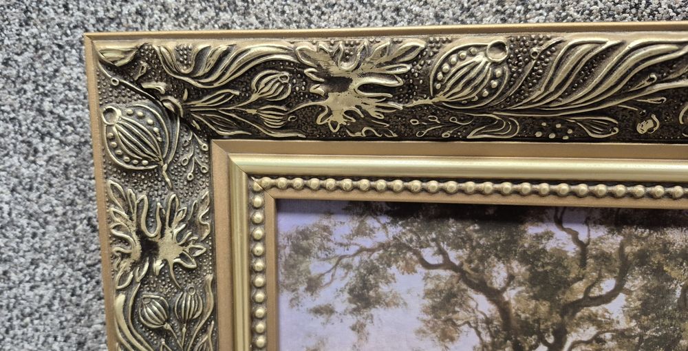 Krajobraz Druk na desce w pięknej ozdobnej ramie