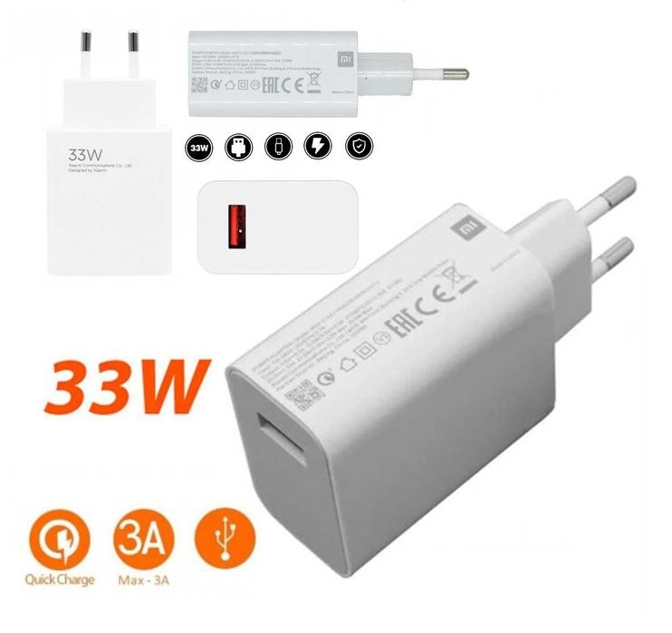 Super Szybka Ładowarka USB Kostka 33W Fast Quick Charge 5G XIAOMI NOTE