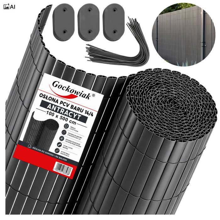 Osłona balkonowa mata PCV 120x500 cm BARU antracyt