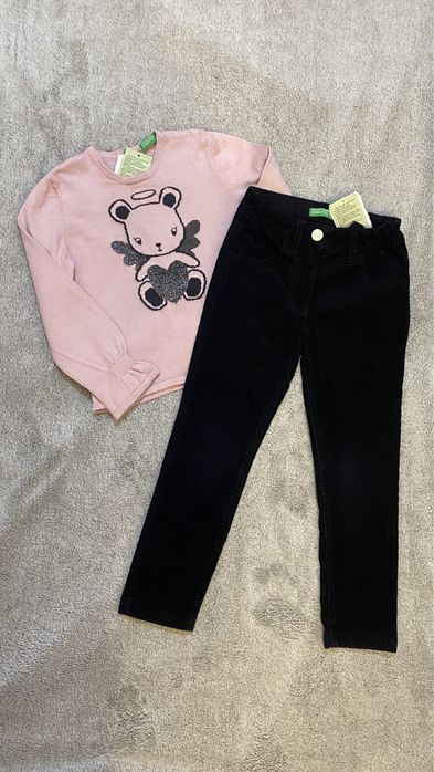 Пакет Новый детских вещей benetton свитер,джинсы, жилетка 3-4-5 лет