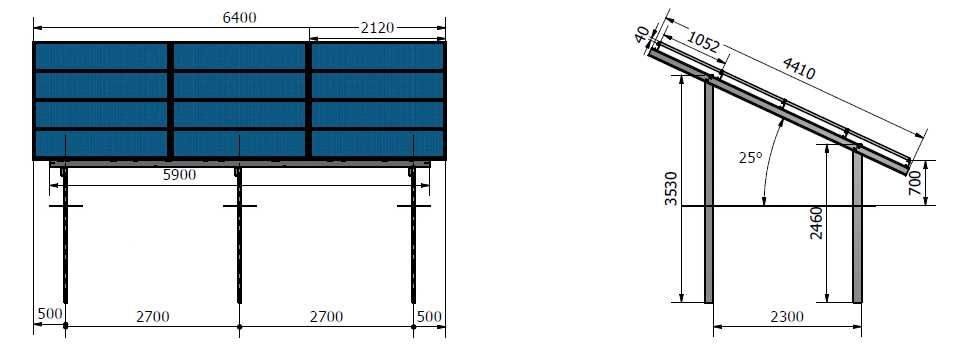Konstrukcja dla paneli o szerokości 1052 mm
