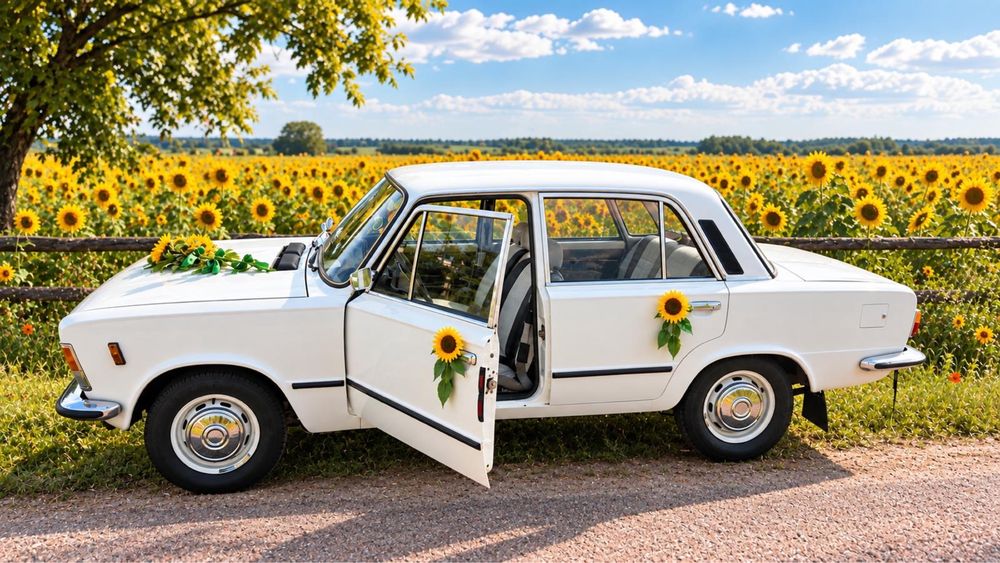 Auto samochód do ślubu fiat 125p oraz fiat 126p Napis LOVE