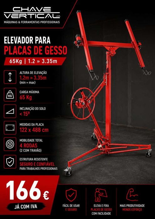 Elevador para Placas de Gesso 65Kg 1.2 » 3.35m LL29