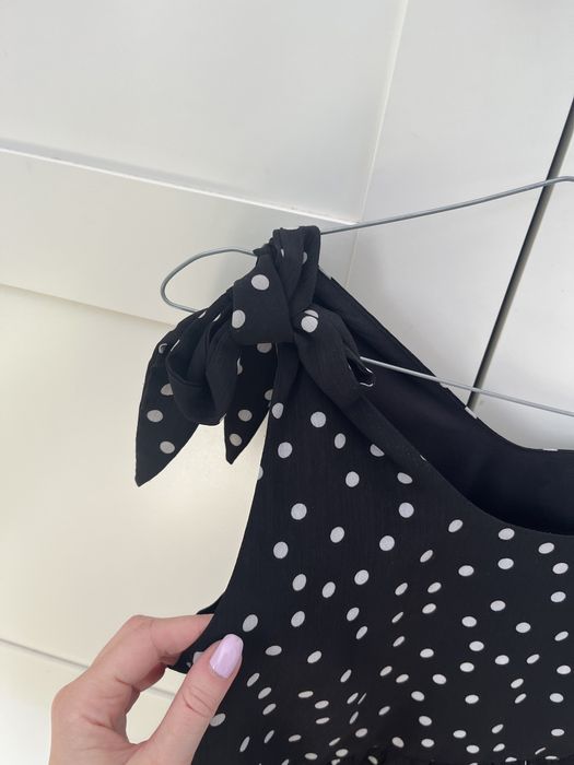 Sukienka lato groszki kropki wiazane ramiona 40L
