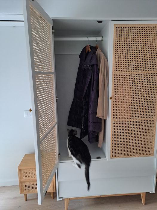 Guarda Roupa branco e rattan