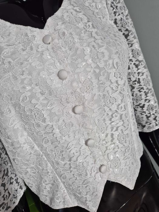 Biała bluzka damska marynarka koszula Ecco XS 34 S 36 elegancka