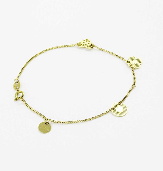 Bransoletka celebrytka stal chirurgiczna złota elementy paski B451