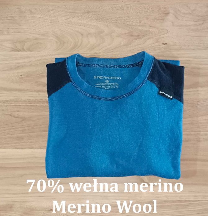 Sweter bluzka z wełny z merynosa M niebieska