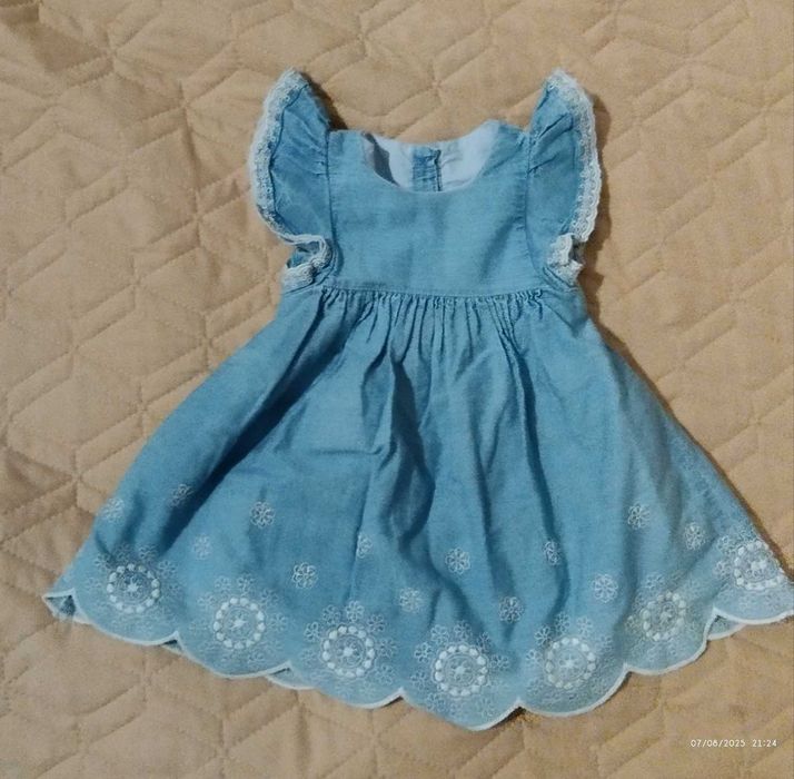 Vestido de verão de ganga Tam 12/24 mêses