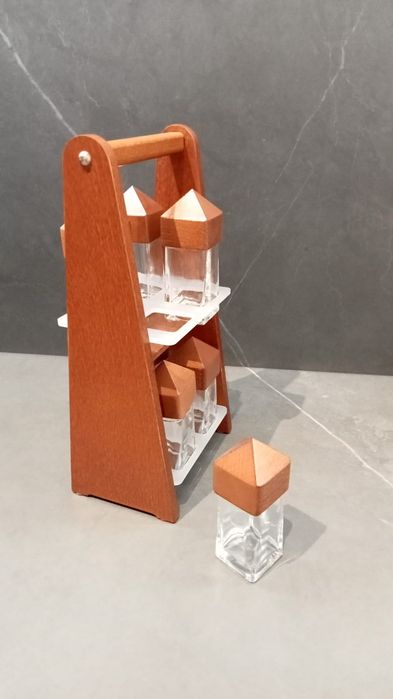 Designerski PRZYPRAWNIK z 2 pojemnikami szklanymi,włoski z Biesse