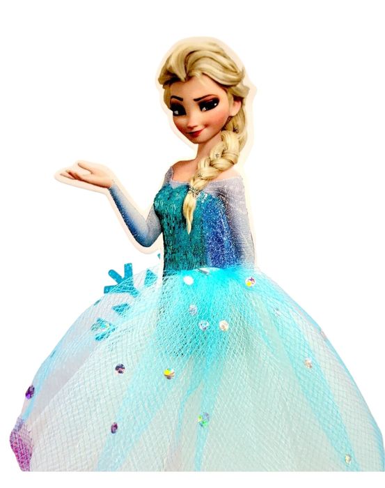 Topper Elsa Anna, Świeczka Cyfra 4, Balony 5szt.  Płatki Śniegu