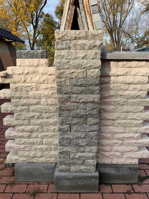 Цегла для паркану рвана під камінь, цегла гіперпресована, цегла скеля