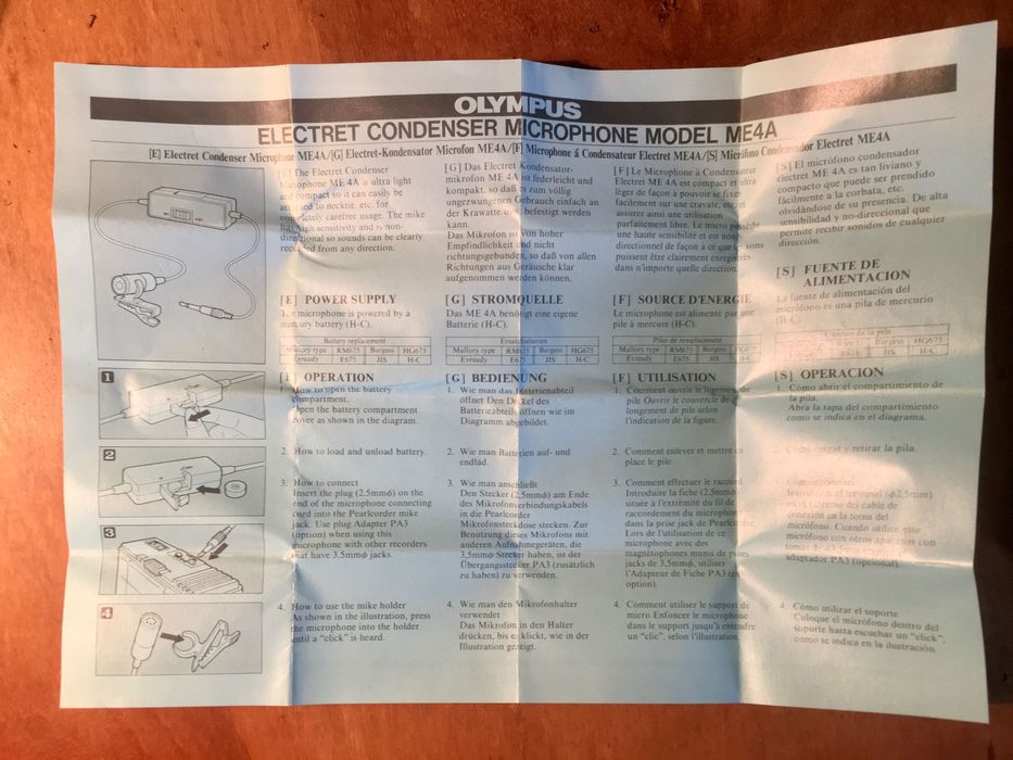 OLYMPUS - electret condenser microphone - model ME 4 A - Japan