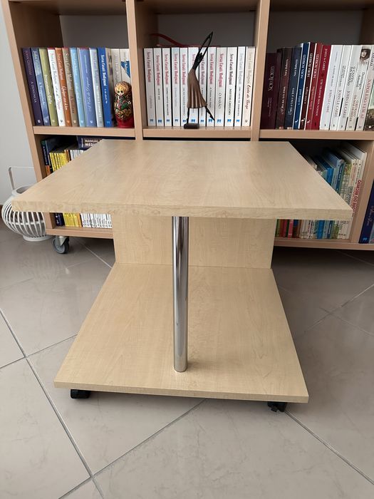 Headboard / Side Table Made of Wood and Metal with Casters64730298647297121