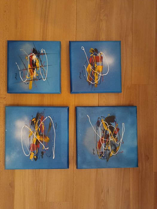 Conjunto de 4 quadros abstrato