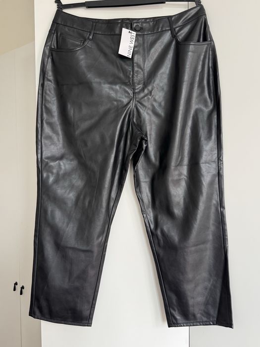 Czarne spodnie z ekoskóry Nine West 46 XXL Straight nowa metka