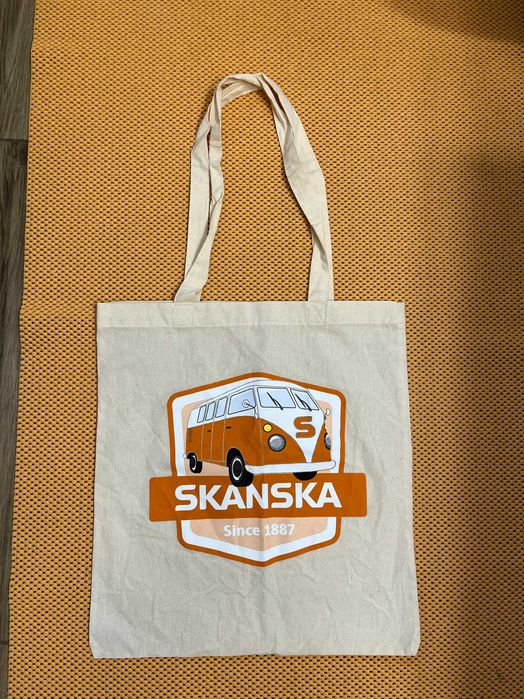 Kremowa z wytrzymałego płótna wielorazowa duża torba ekotorba nowa