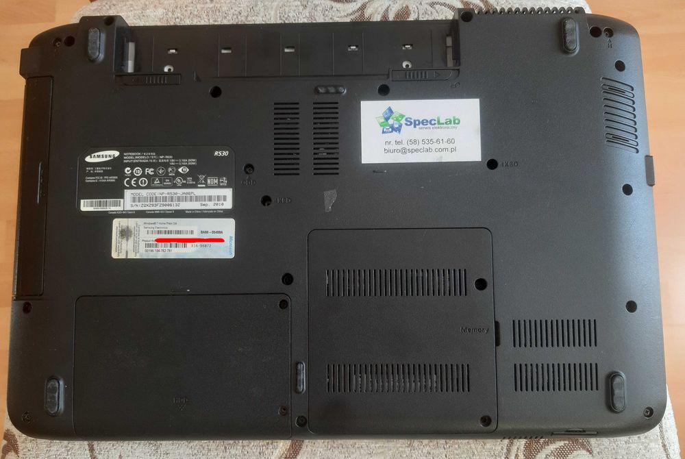 Samsung R530 - bez zasilacza, dysku, baterii - stan bardzo dobry