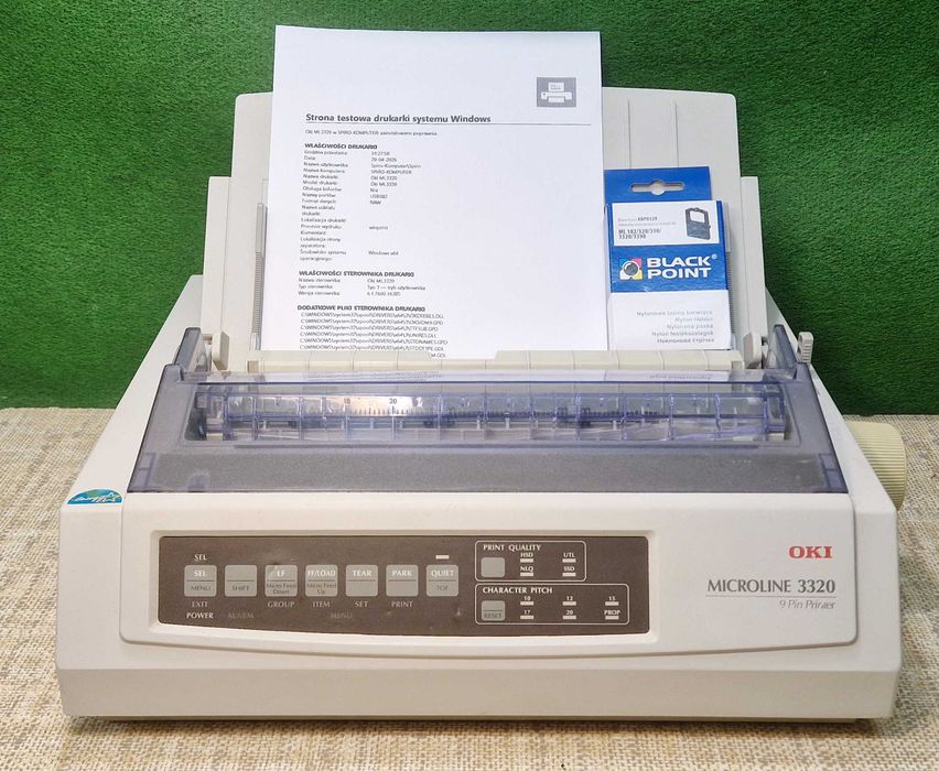 Drukarka igłowa OKI 3320 LPT USB po czyszczeniu, konserwacji i regulacji + nowa taśma
