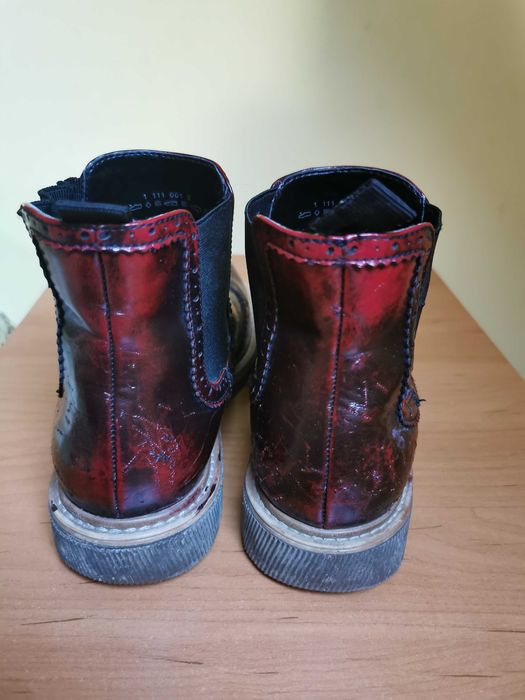 Bordowe botki 37 za kostkę skórzane