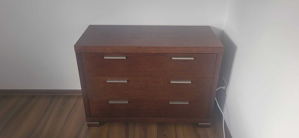 Solidna komoda 3 szufladowa ciemny dąb/ wenge