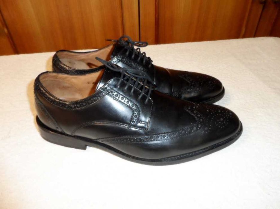 Мужские кожаные туфли броги Clarks p. 41 натуральные 26,5 см черные