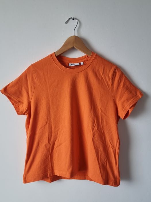 Pomarańczowy tshirt bawełniany Weekday 38 M