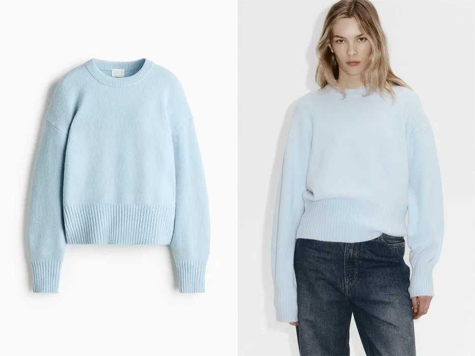 Sweter oversize S nowa kolekcja niebieski wełna pulower PROMOCJA