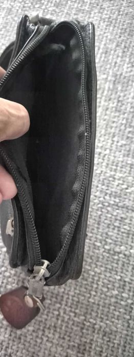 Saszetka męska na dokumenty dwukomorowa czarna