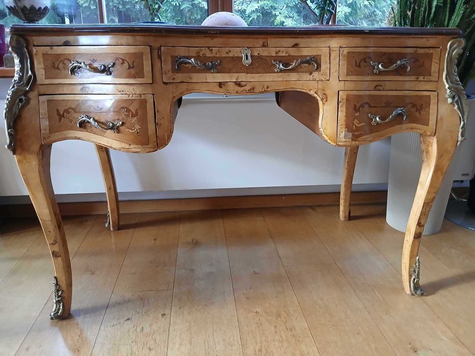 Biurko pałacowe DREWNIANE intarsja przywiezione zFrancji ODBIÓR BĘDZIN