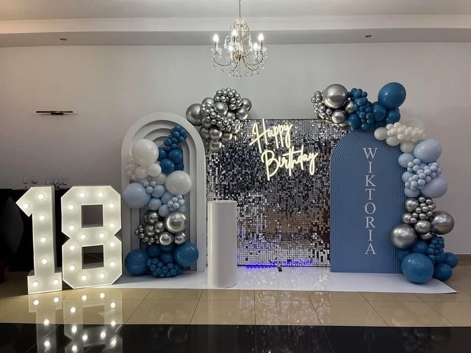 panele cekinowe,podtalerze, cyfry led , motyle led