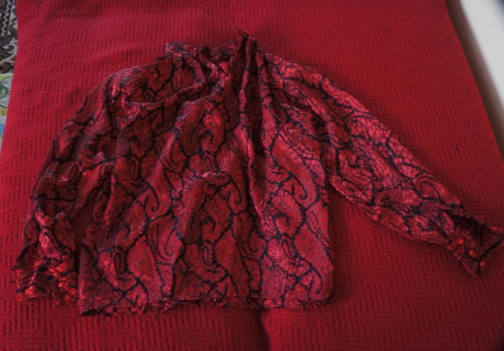 Bluzka bordowa pod szyję Tess Paris Milano 9 40 42 L XL długi rękaw