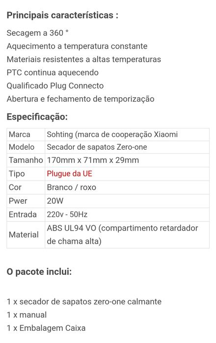 Xiaomi youpin seca sapatos