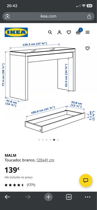 toucador Malm branco