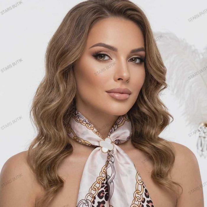 Pierścień uchwyt do apaszki szala koniczynka VC masa perłowa stal unikat